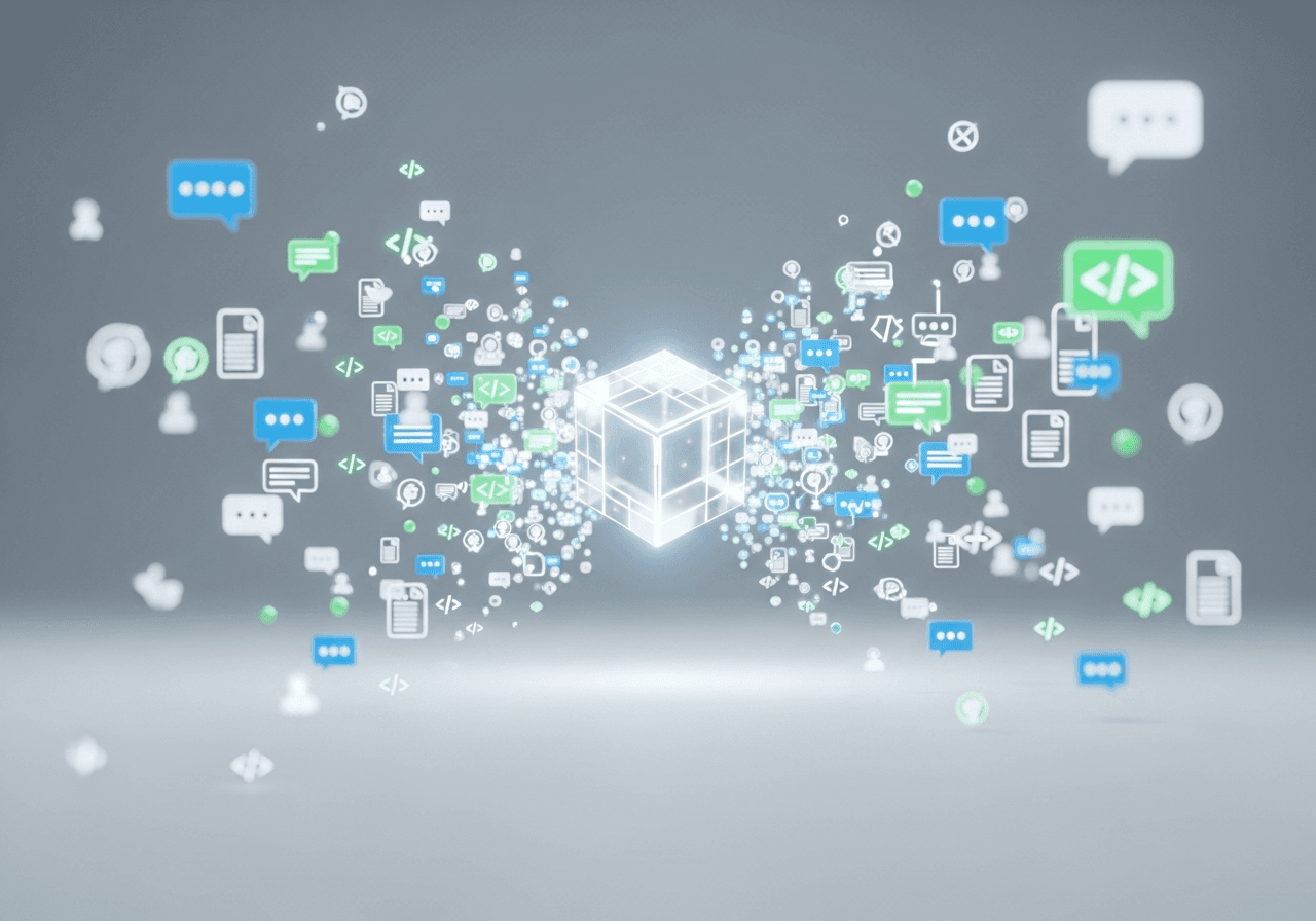 Abstract clean data visualization converging into a structured cube